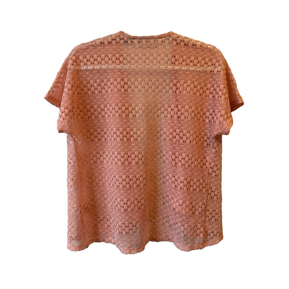 Sag Harbor Women’s Petite S Boho Sheer Delicate Knit Open Cardigan Apricot Fairy - Picture 2 of 8